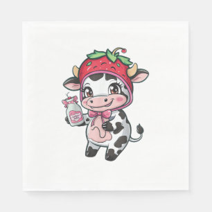 Strawberry Cow Kawaii Anime Strawberry Milk _2 Napkins