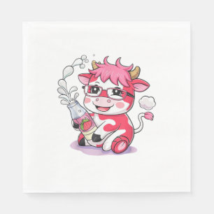 Strawberry Cow Kawaii Anime Strawberry Milk _5 Napkins