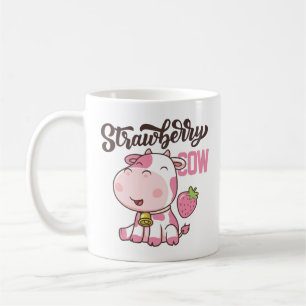 Strawberry cow kawaii cow cute cow pink print coffee mug