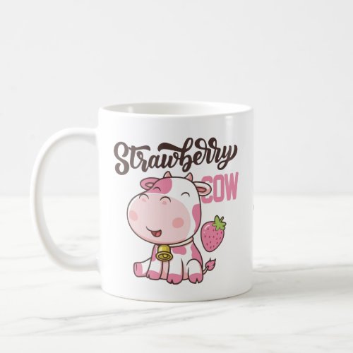 Strawberry cow kawaii cow cute cow pink print  coffee mug