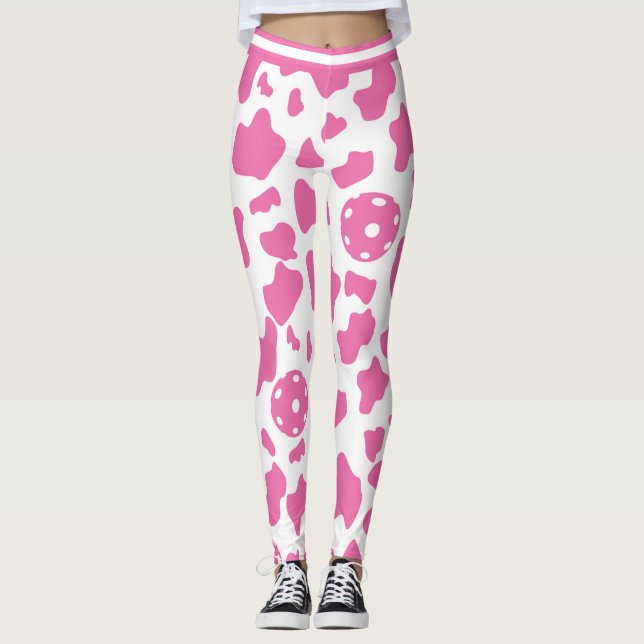 🍓🐄Strawberry cow pickleball Leggings (Front)