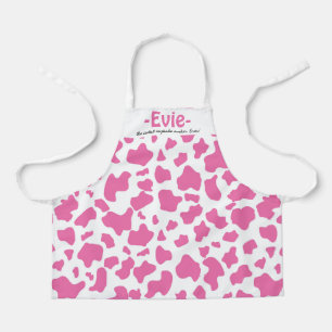 Strawberry cow print 2 x custom text apron