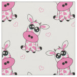 Strawberry Cows with hearts on white, custom size Fabric