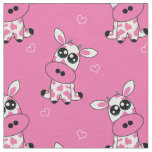 &#127827;&#128004;Strawberry Cows with hearts, pink, custom size Fabric
