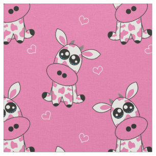 🍓🐄Strawberry Cows with hearts, pink, custom size Fabric
