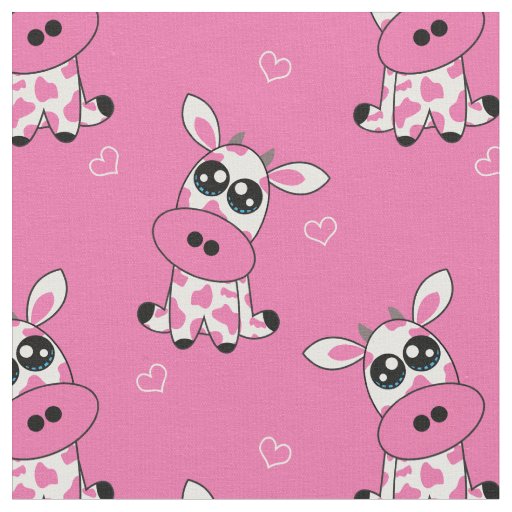🍓🐄Strawberry Cows with hearts, pink, custom size Fabric