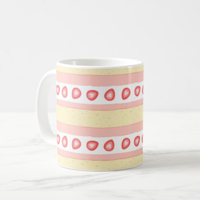 Strawberry Cream Cake Slice Pattern Coffee Mug (Front Left)