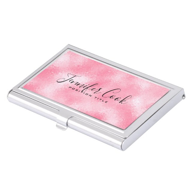 Strawberry & Cream Modern Faux Glitter Case For Business Cards (Front)