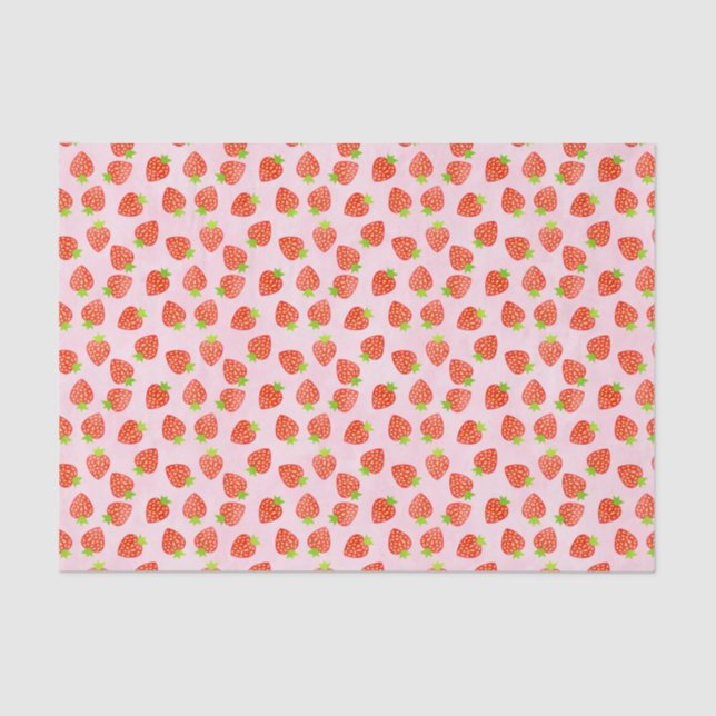 Strawberry Cream Pattern Pretty Pink Red Fruit Tissue Paper (Front)