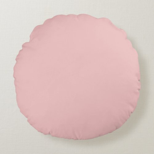 Strawberry Cream Solid Color Print Pastel Pink Round Pillow