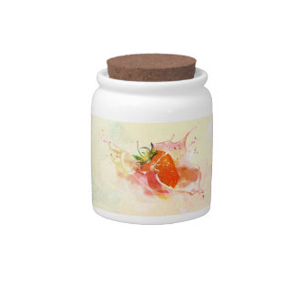 Strawberry Cream Splash! Watercolor Candy Jar