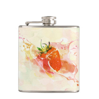 Strawberry Cream Splash! Watercolor Flask