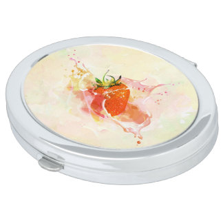 Strawberry Cream Splash! Watercolor Mirror For Makeup