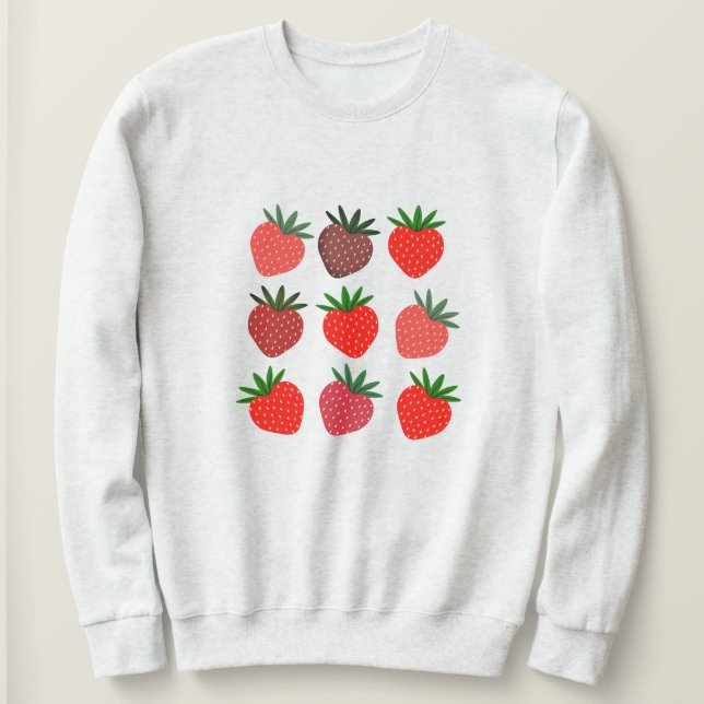 Strawberry Crewneck Kawaii Sweatshirt aesthetic (Design Front)