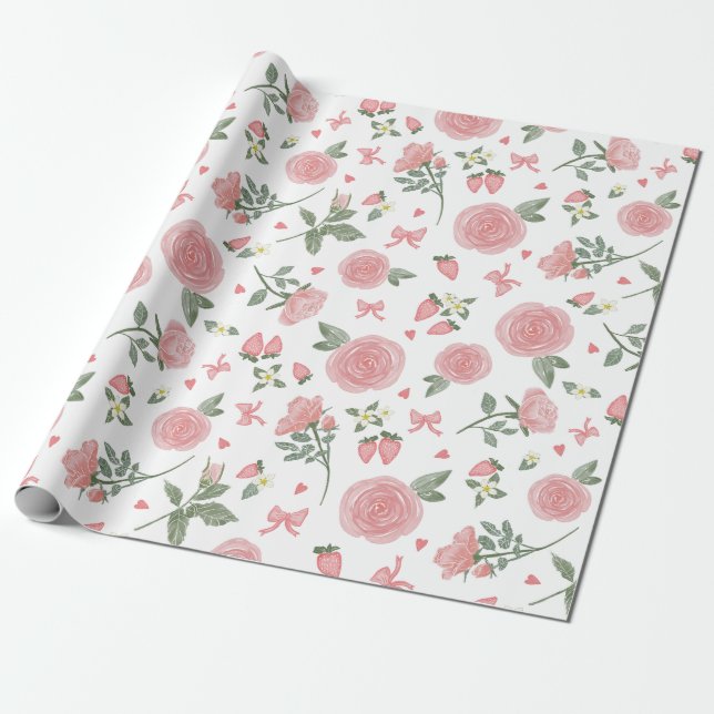 Strawberry Crush Gift Wrap (Unrolled)