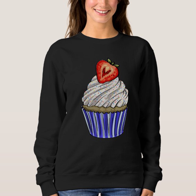 Strawberry Cup Cakes Plain  Women Baking Muffins L Sweatshirt (Front)