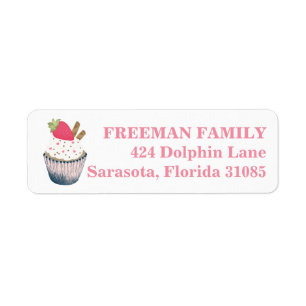 Strawberry Cupcake Address Label – Sweet Pink Mail