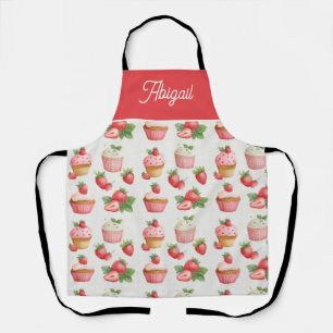 Strawberry Cupcake Apron Custom Name