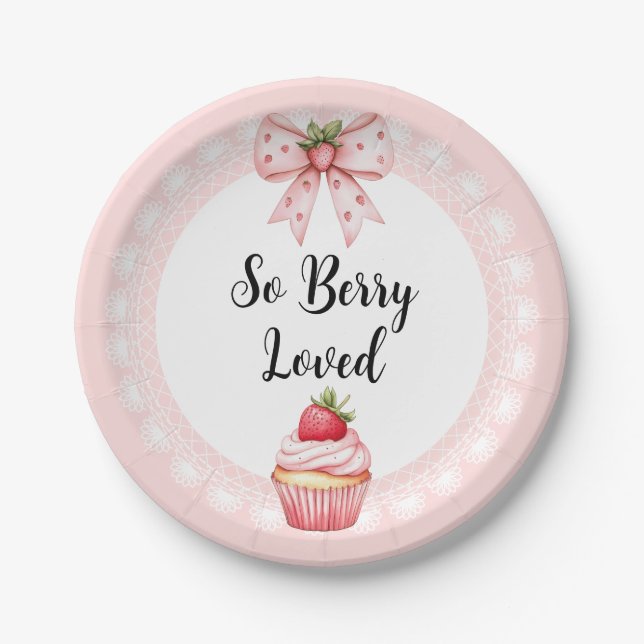 Strawberry Cupcake Baby Shower-Plates Paper Plates (Front)