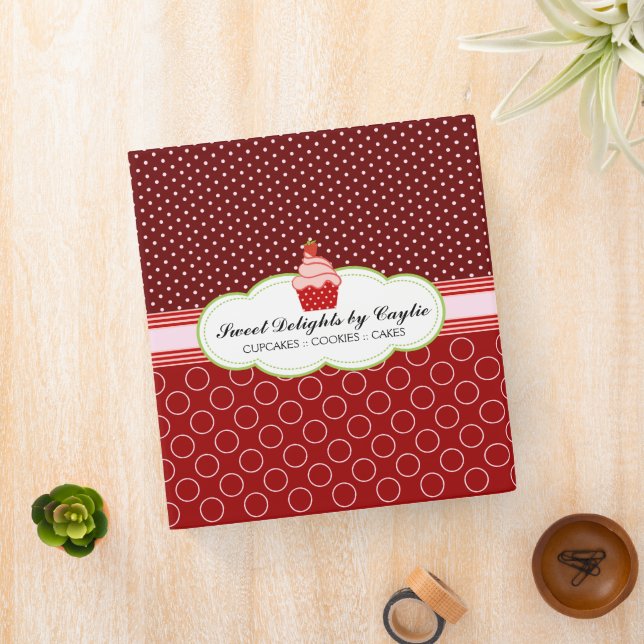 Strawberry Cupcake Bakery 1 Inch Binder (In Situ)