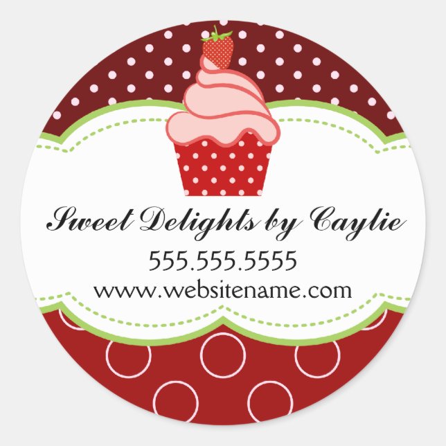 Strawberry Cupcake Bakery Box Seals (Front)