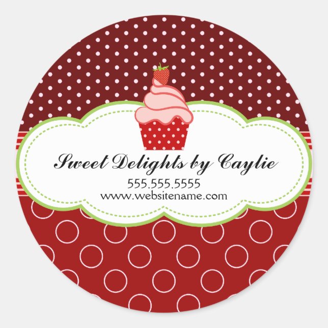 Strawberry Cupcake Bakery Box Seals (Front)