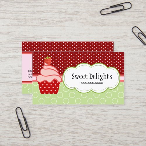 Strawberry Cupcake Bakery Business Cards