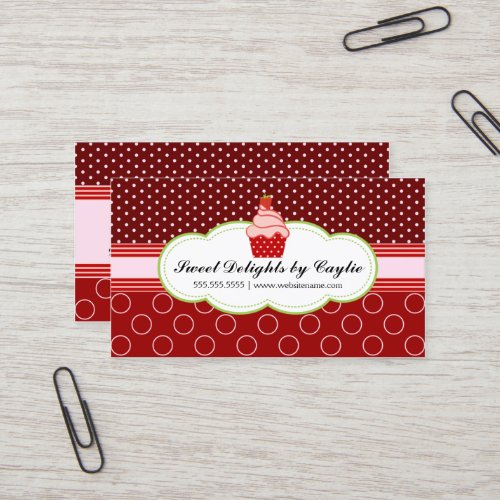 Strawberry Cupcake Bakery Business Cards