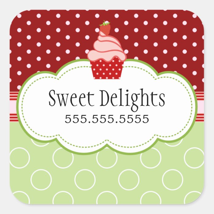 Strawberry Cupcake Bakery Cake Box Seals Stickers