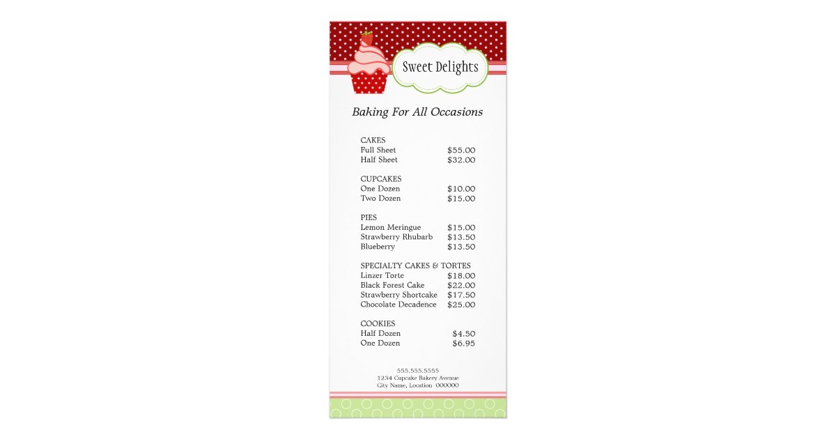Personalized Strawberry Cupcake Bakery Menu Price List Zazzle Com Personalized Strawberry Cupcake Bakery Menu Price List Zazzle Com