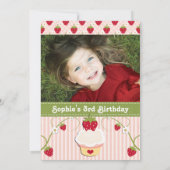 Strawberry Cupcake Birthday Photo Invitation (Back)