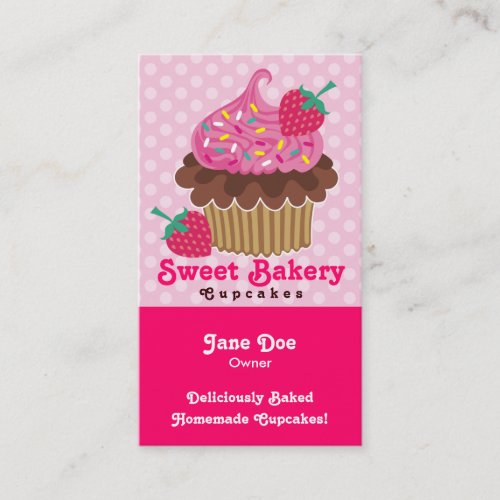 Strawberry Cupcake Business Cards