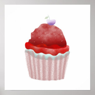 Strawberry cupcake delicious berry poster