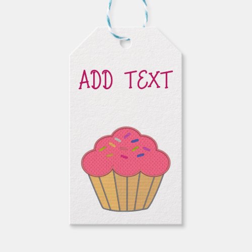 Strawberry Cupcake Embroidery Print Gift Tags