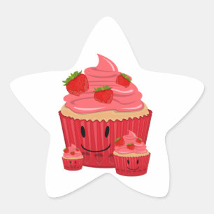 Strawberry Cupcake Family Star Sticker