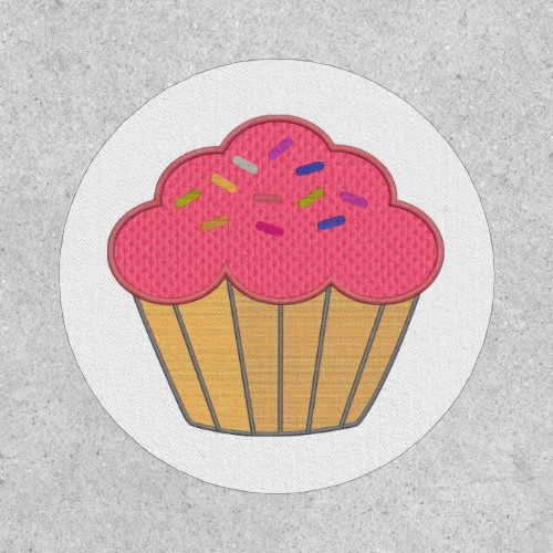 Strawberry Cupcake Faux Embroidery Print Patch