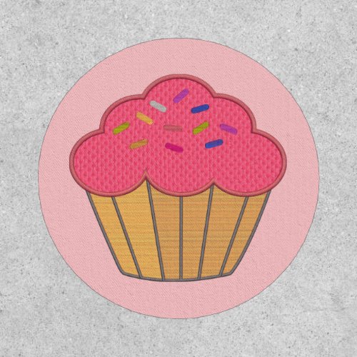 Strawberry Cupcake Faux Embroidery Print Patch