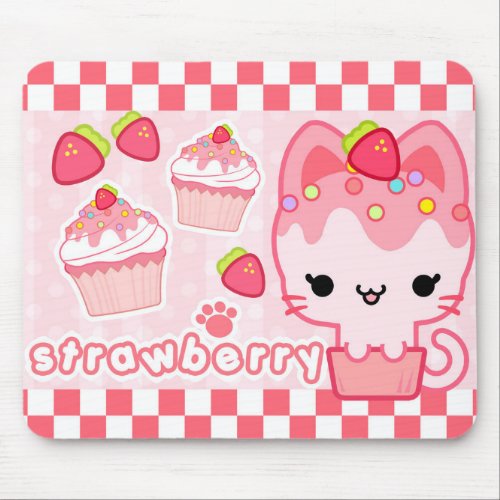 Strawberry Cupcake Kitty Mousepad