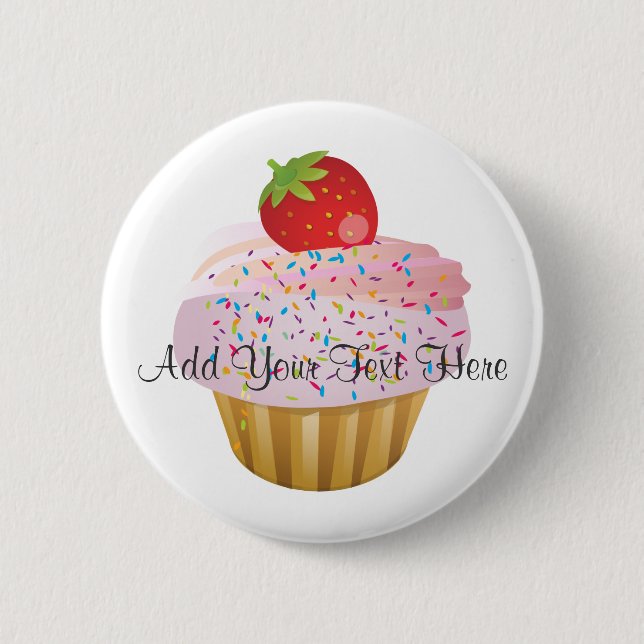 Strawberry Cupcake Pinback Button (Front)