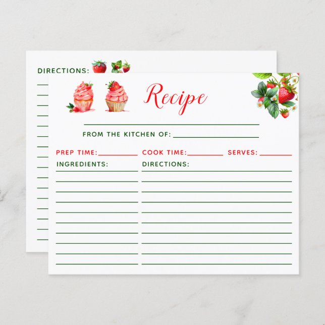 Strawberry Cupcake Recipe (Front/Back)