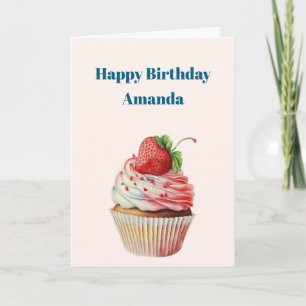 Strawberry Cupcake Sweet Dessert Birthday Card