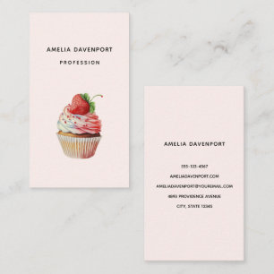 Strawberry Cupcake Sweet Dessert Business Card