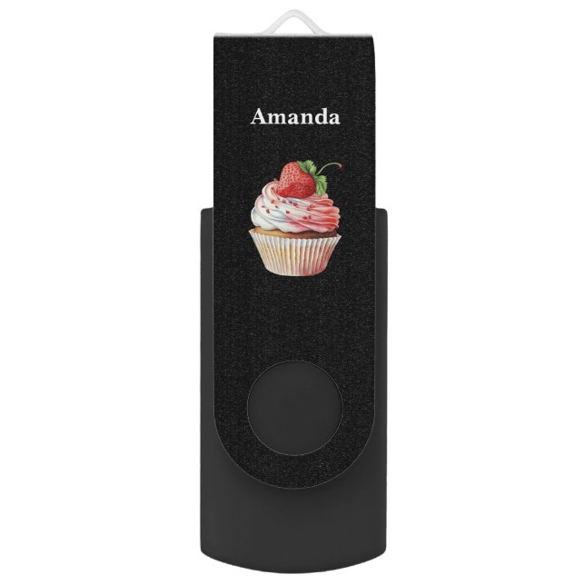 Strawberry Cupcake Sweet Dessert Flash Drive (Front Vertical)