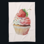 Strawberry Cupcake Sweet Dessert Kitchen Towel<br><div class="desc">A kitchen towel with a yummy illustration featuring a delicious looking cupcake. White cream and a big strawberry adorn this yummy sweet treat.</div>