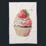 Strawberry Cupcake Sweet Dessert Kitchen Towel<br><div class="desc">A kitchen towel with a yummy illustration featuring a delicious looking cupcake. White cream and a big strawberry adorn this yummy sweet treat.</div>