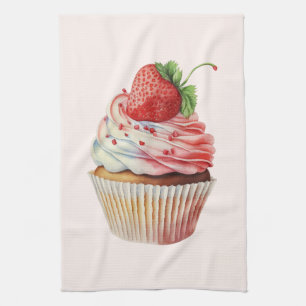 Strawberry Cupcake Sweet Dessert Kitchen Towel