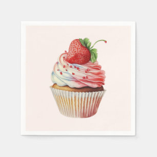 Strawberry Cupcake Sweet Dessert Napkins