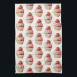 Strawberry Cupcake Sweet Dessert Pattern Kitchen Towel<br><div class="desc">A kitchen towel with a yummy illustration featuring a delicious looking cupcake. White cream and a big strawberry adorn this yummy sweet treat.</div>