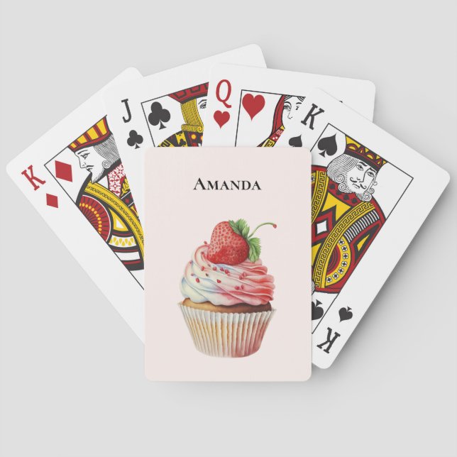 Strawberry Cupcake Sweet Dessert Poker Cards (Back)