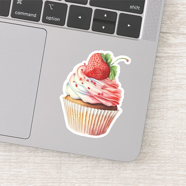 Strawberry Cupcake Sweet Dessert Sticker (Detail)